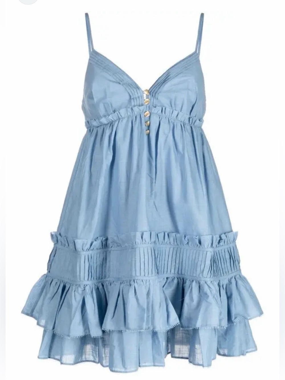 Aje Light Blue Ruffled Spaghetti-Strap Dress